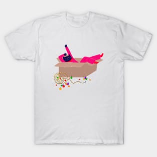 Naughty cat in the Christmas cardboard box T-Shirt